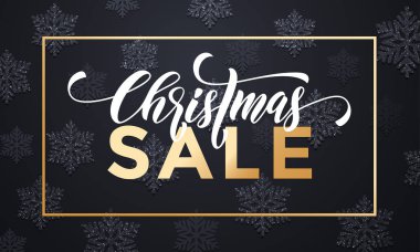 Kar taneleri desenli Xmas Satılık altın çerçeve büyük başlığı