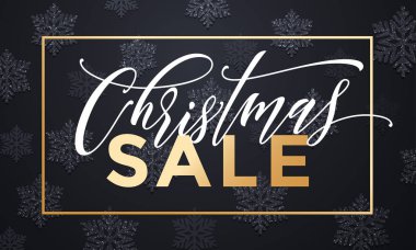 Kar taneleri desenli Xmas Satılık altın çerçeve büyük başlığı