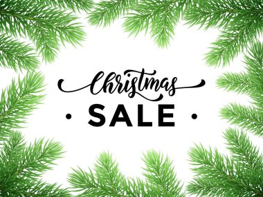 Noel satış poster çam ağacı dalları ile