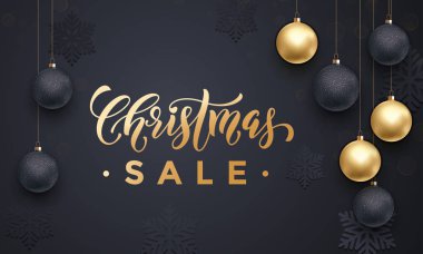 Snowflakes desen altın ile Noel satış banner süsler