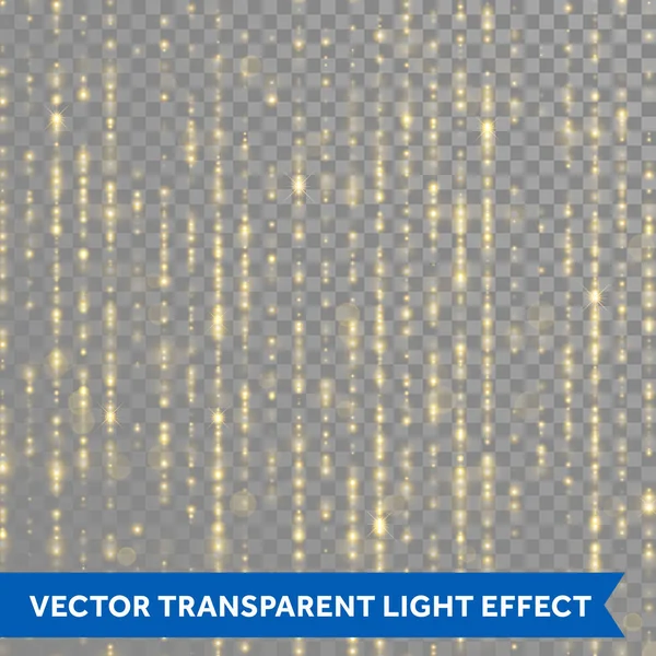 高級黄金見掛け倒しスレッド、輝くゴールドラメ雨の滴の粒子 — ストックベクタ