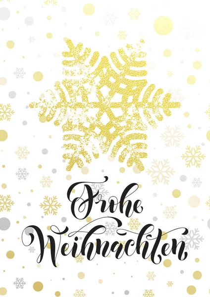 Frohe Weihnachten deutsch frohe weihnachten poster golden glitter schneeflocke — Stockvektor