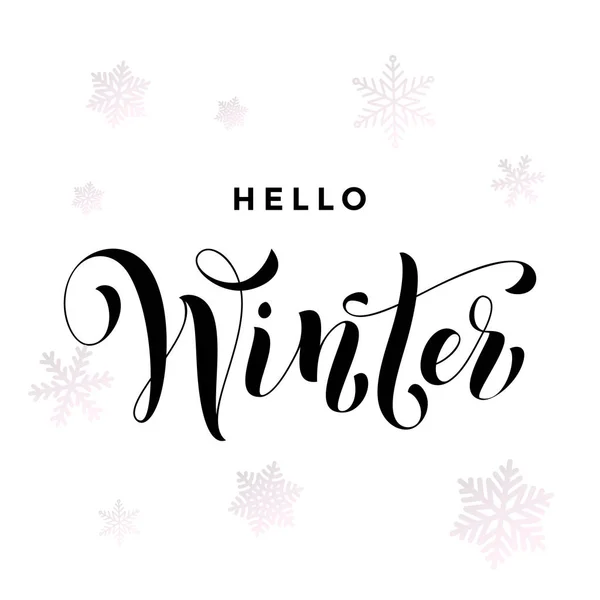 Hello Winter text calligraphy lettering for Christmas holiday greeting — Stock Vector