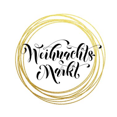 Alman Noel satış Weihnachtsmarkt altın glitter çelenk poster