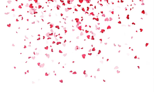 Fondo corazones, Día de San Valentín cayendo corazón confeti rosa — Archivo Imágenes Vectoriales