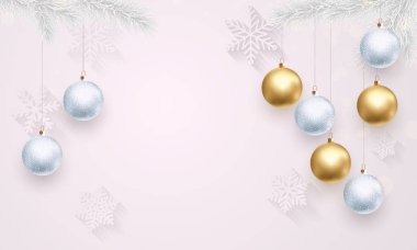 Lüks beyaz arka plan şablonu altın dekorasyon Noel, yeni yıl için