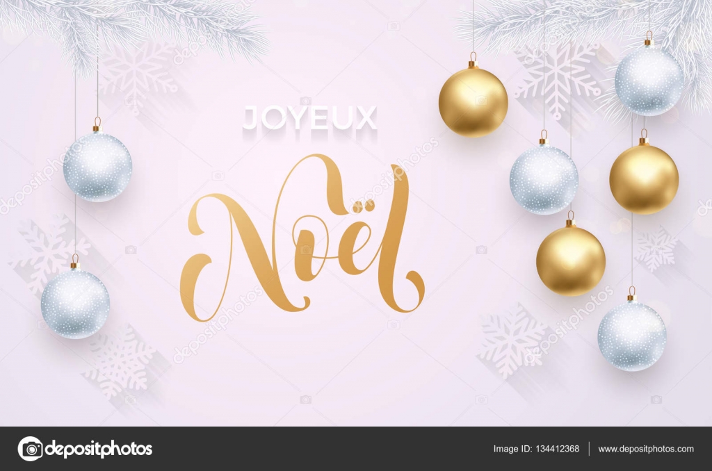 French Merry Christmas Joyeux Noel Decoration Golden