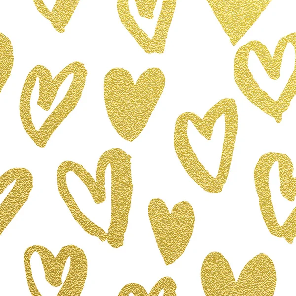 Coeurs dorés motif paillettes Saint Valentin fond blanc — Image vectorielle