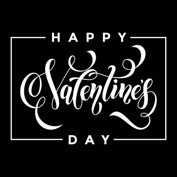 Feliz día de San Valentín tarjeta de felicitación caligrafía negro — Vector de stock