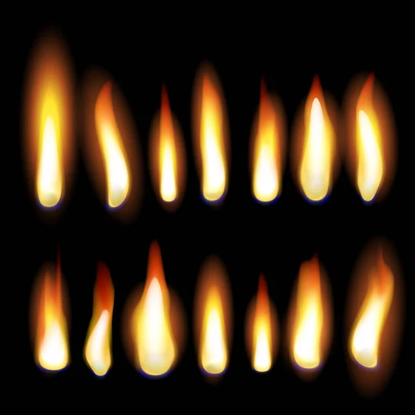 火災で炎が燃え盛る炎のようなベクトルを設定 — ストックベクタ
