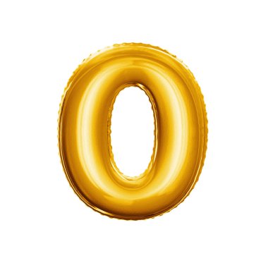 Balon 0 sıfır 3d altın folyo gerçekçi alfabe numara