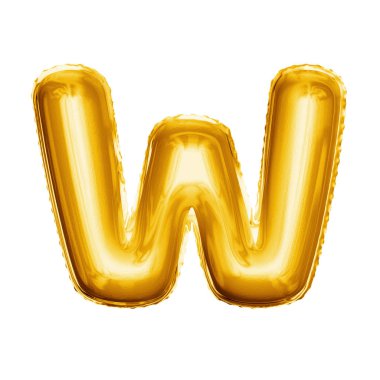 Balon harf W 3d altın folyo gerçekçi alfabesi