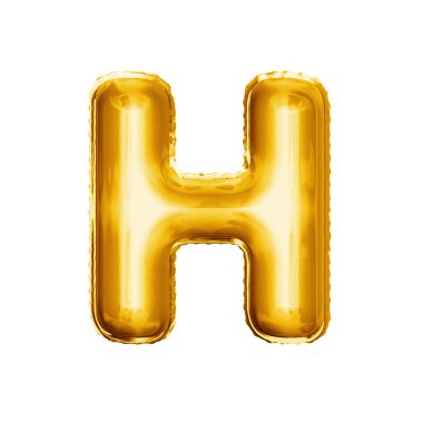 Balon H harfi 3d altın folyo gerçekçi alfabesi