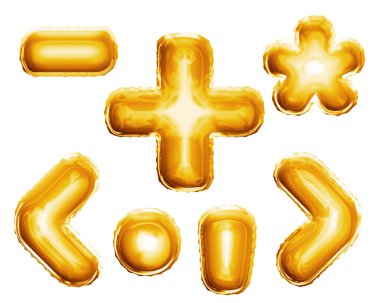 Balon alfabe sembolleri işaretleri 3d altın folyo gerçekçi