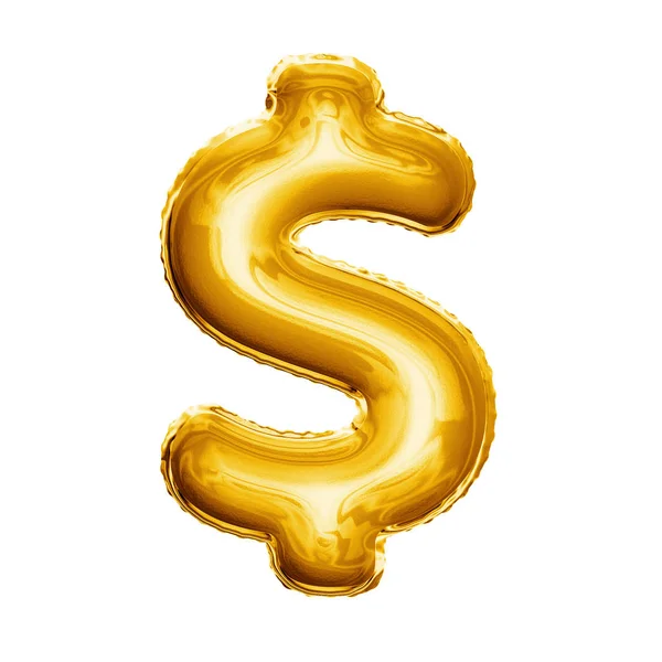 Palloncino Dollaro simbolo di valuta 3D foglia d'oro realistico — Foto Stock
