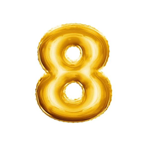 Ballon numéro 8 Huit alphabet réaliste feuille d'or 3D — Photo