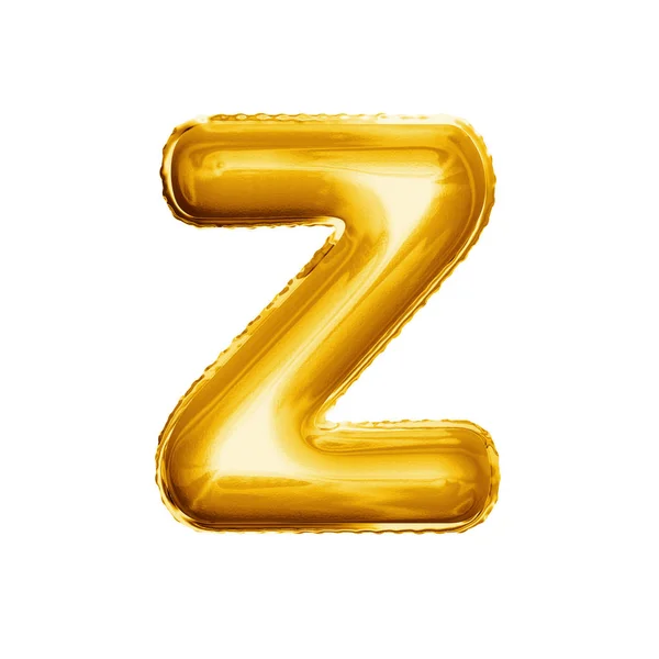 气球字母 Z 3d 金色箔现实字母表 — 图库照片
