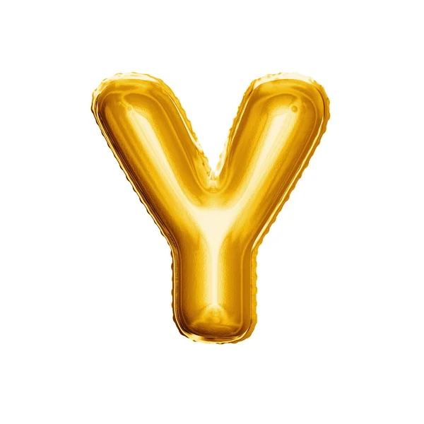 气球字母 Y 3d 金色箔现实字母表 — 图库照片