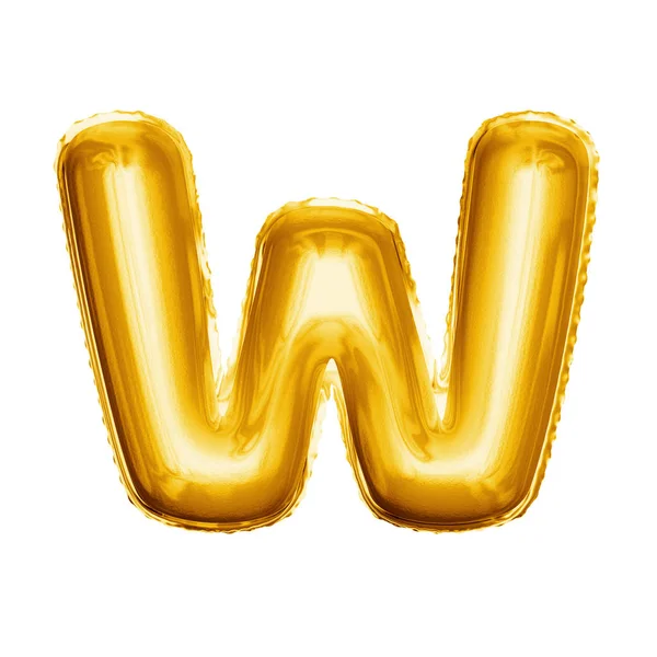 Balón písmeno W 3d zlaté fólie realistické abeceda — Stock fotografie