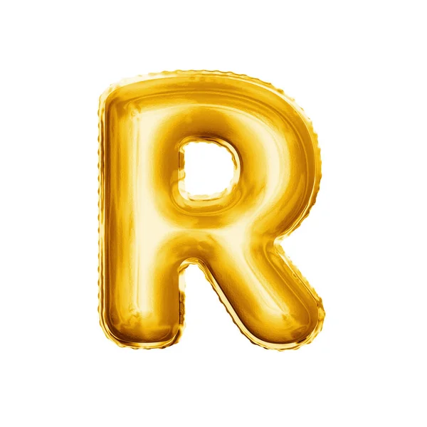 Balloon letter R 3D golden foil realistic alphabet — Stock Photo, Image