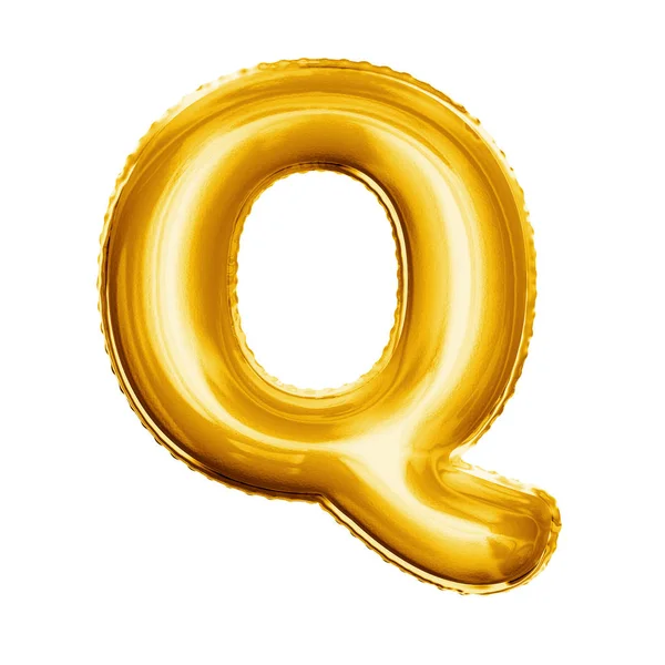 Ballong bokstaven Q 3d gyllene folie realistiska alfabetet — Stockfoto