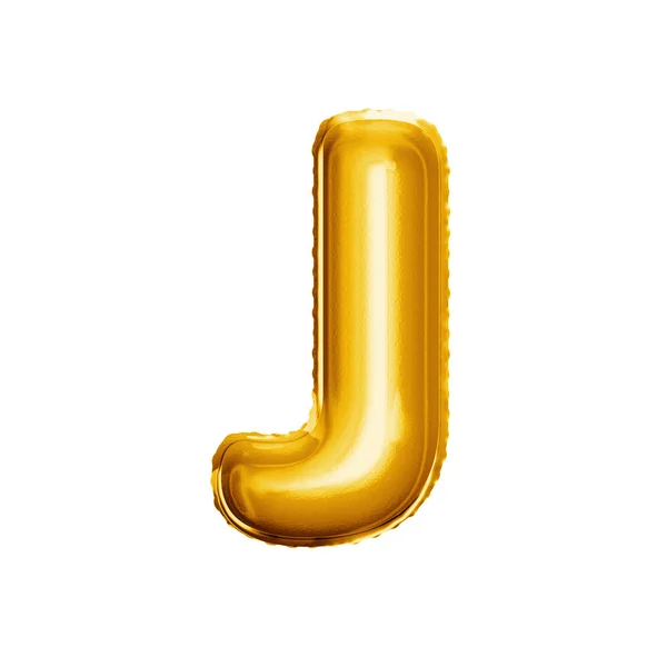 Повітряна літера J 3D золота фольга реалістичний алфавіт — стокове фото