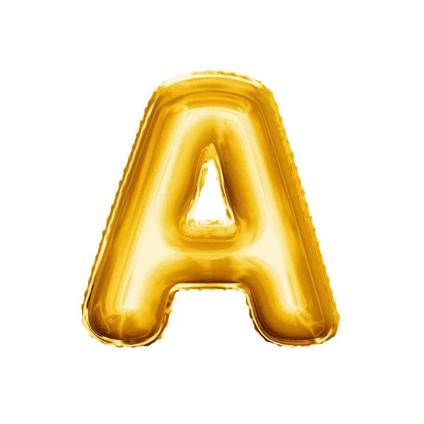 Balloon letter A 3D golden foil realistic alphabet — Stock Photo, Image