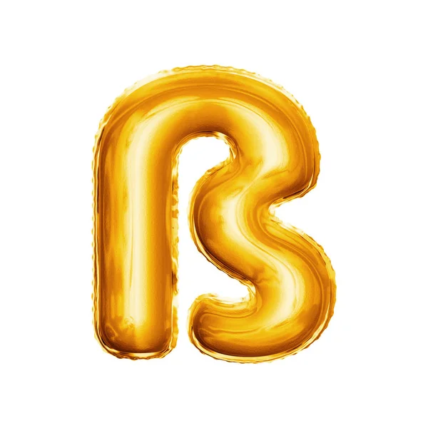 气球字母 S Eszett 结扎 3d 金色箔现实的字母表 — 图库照片