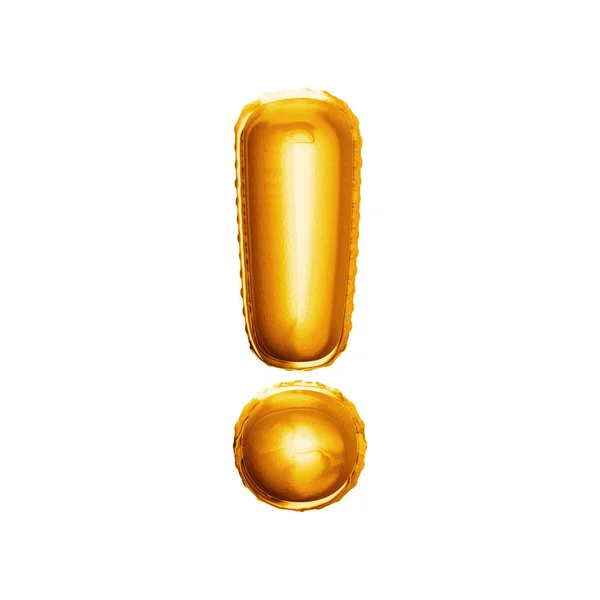 Ballon felkiáltójel 3d arany fólia reális ábécé — Stock Fotó