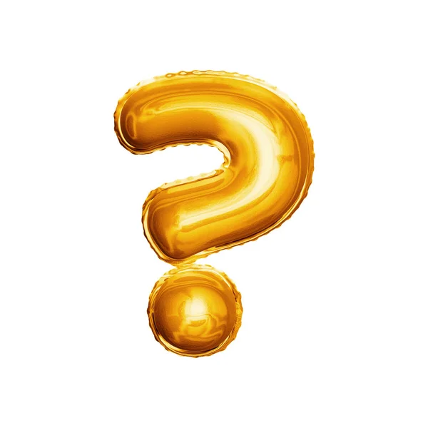 Balon soru işareti 3d altın folyo gerçekçi alfabesi — Stok fotoğraf