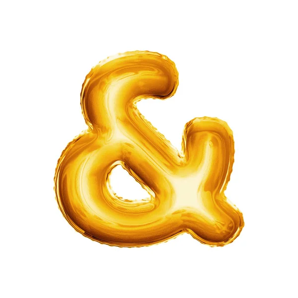 Balloon And Ampersand symbol 3D golden foil realistic alphabet — Stock Photo, Image