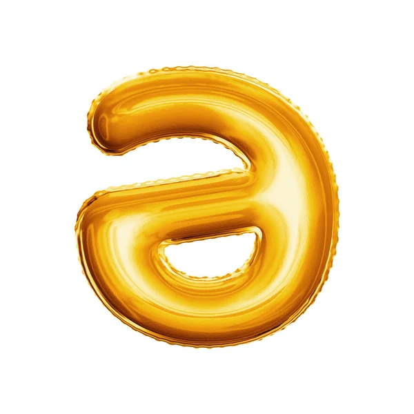 Balloon letter A Schwa with stroke 3D golden foil realistic alphabet — Stock Photo, Image