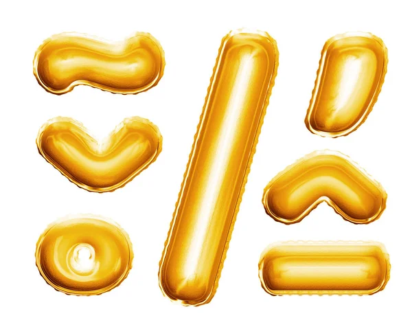Balloon alphabet symbols signs 3D golden foil realistic — Stock Photo, Image