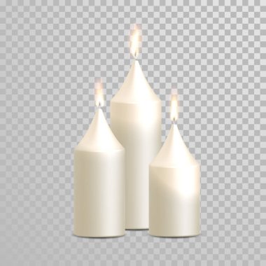 Dekoratif mum beyaz izole set vektör