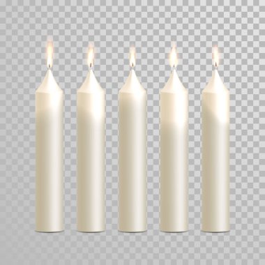 Dekoratif mum beyaz izole set vektör