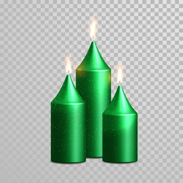 Πράσινο διάνυσμα κεριά σετ γιορτή κερί — Διανυσματικό Αρχείο