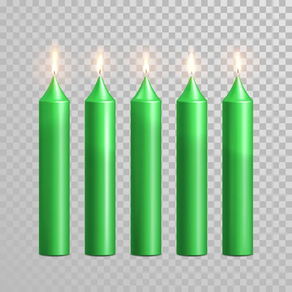 Viering kaars-set van groene vector kaarsen — Stockvector