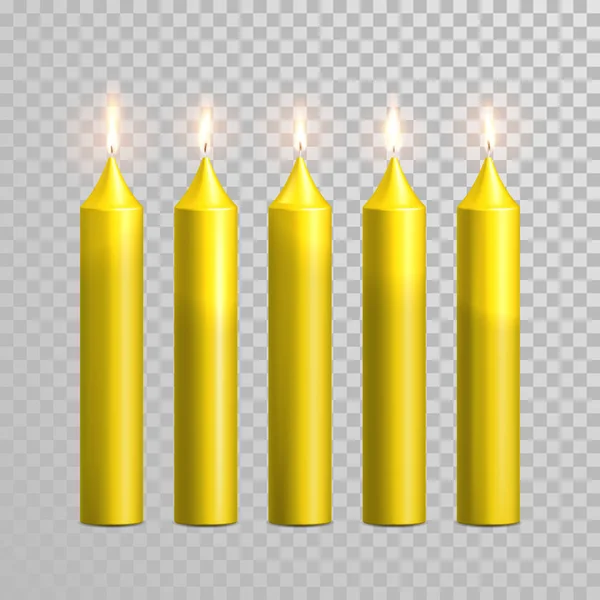Bougie décorative jaune vecteur isolé ensemble — Image vectorielle