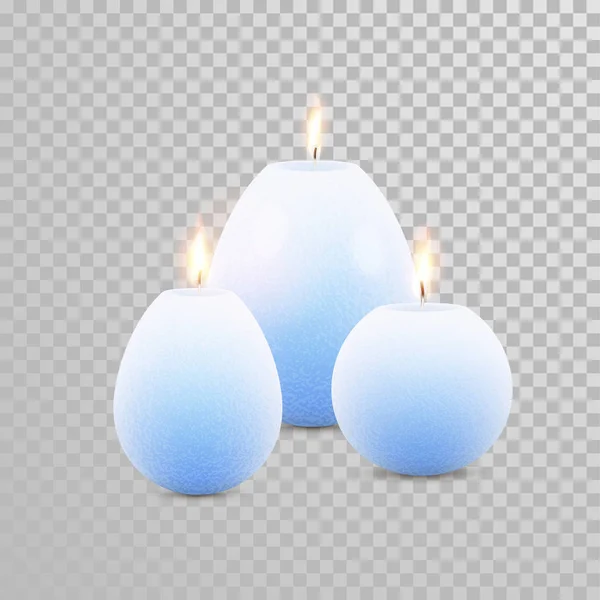Κάψιμο μπλε κεριά διακοσμητικά διάνυσμα σύνολο — Διανυσματικό Αρχείο