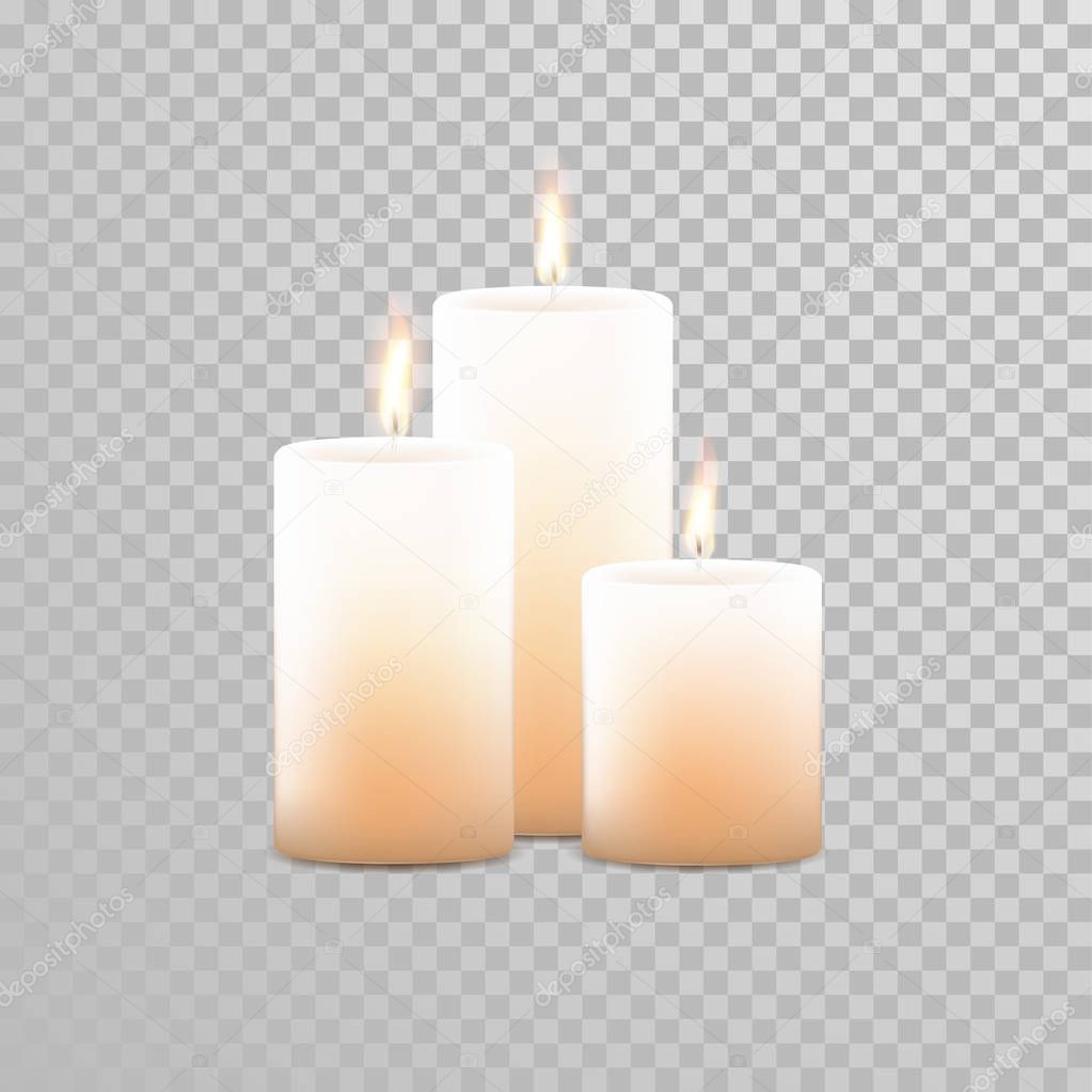 Burning candles wicks vector isolated set