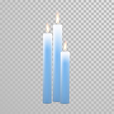 Mavi mum dekoratif vektör yanma ayarla