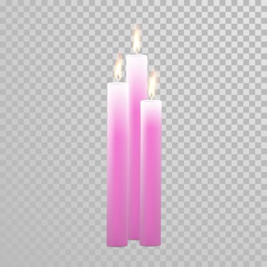 Romantik kırmızı mum Mumlar vektör set yanan alev