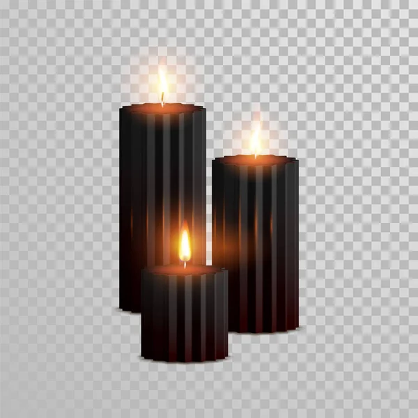 Spa decorative black brown aroma candle vector isolated set — Stock Vector