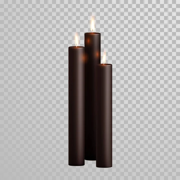 Spa dekoratif siyah kahverengi aroma mum vektör izole seti — Stok Vektör