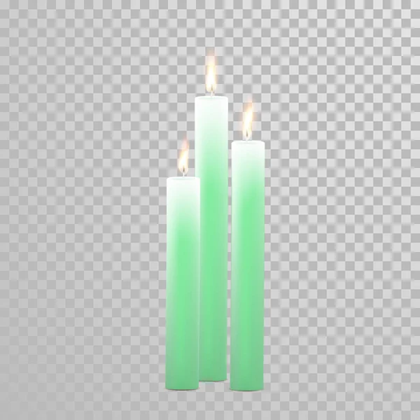 Conjunto de velas de celebração de velas vetoriais verdes — Vetor de Stock
