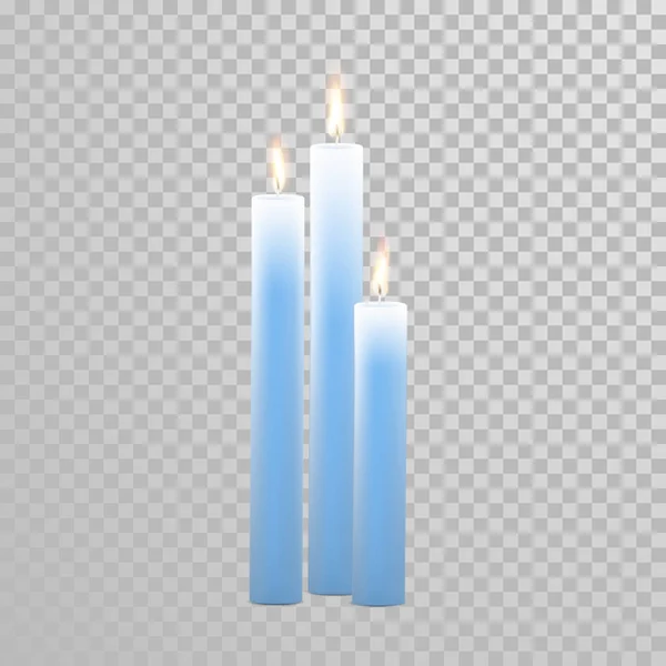 Сжигание голубых свечей декоративный векторный набор — стоковый вектор
