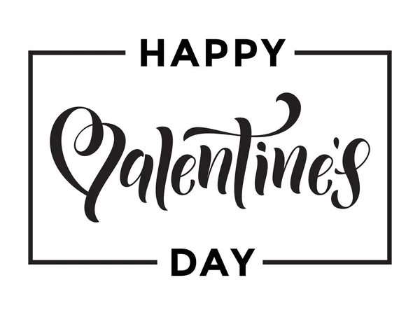 Boldog Valentin nap szív üdvözlőlap kalligráfia — Stock Vector