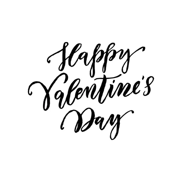 Boldog Valentin nap kézzel rajzolt kalligráfia üdvözlő szöveg — Stock Vector