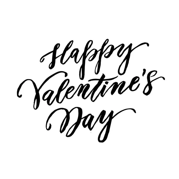 Boldog Valentin kézzel rajzolt szöveg üdvözlés kalligráfia — Stock Vector
