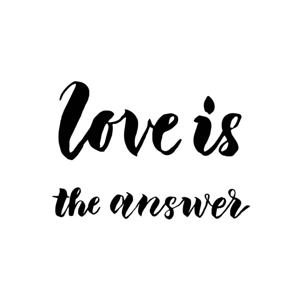 Liebe ist die Antwort handgezeichnete Textkalligrafie — Stockvektor